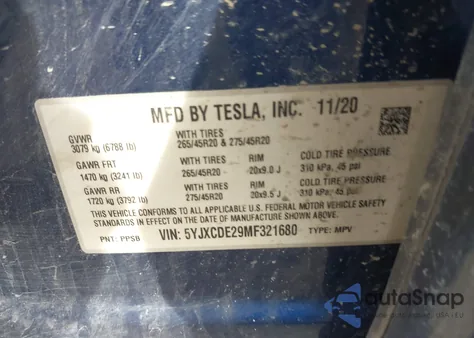 2021 Tesla Model X Long Range Dual Motor All-Wheel Drive/Long Range Plus Dual Motor All-Wheel Drive from USA, damaged, VIN 5YJXCDE29MF321680